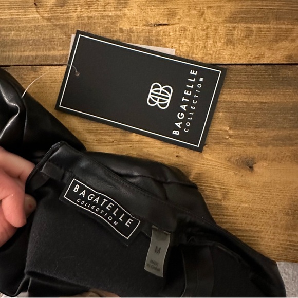 NEW with Tags. Bagatelle Collection Faux Black Leather Blouse. Size Medium - Picture 5 of 6